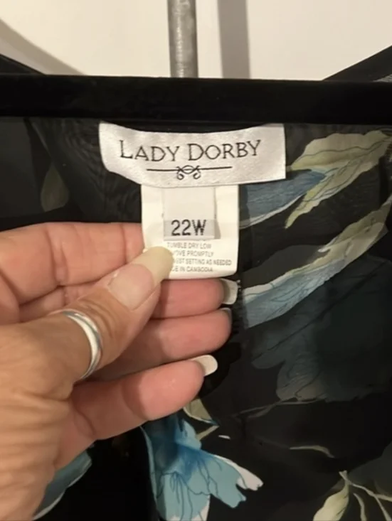 Lady Dorby Black Sheer Blouse with Blue Blooms - Picture 4 of 9